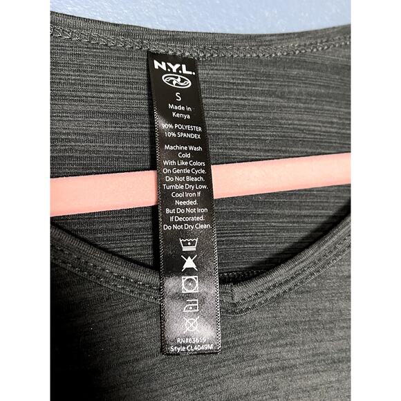 N.Y.L. Athletic Long Sleeve Workout Top Grey Thumb Hole Quality Fabric Comfort - Picture 5 of 7